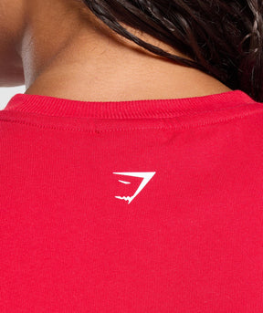 Gymshark Gains Washed Heavyweight Cotton T-Shirt - Conditioning Red/Sets Red