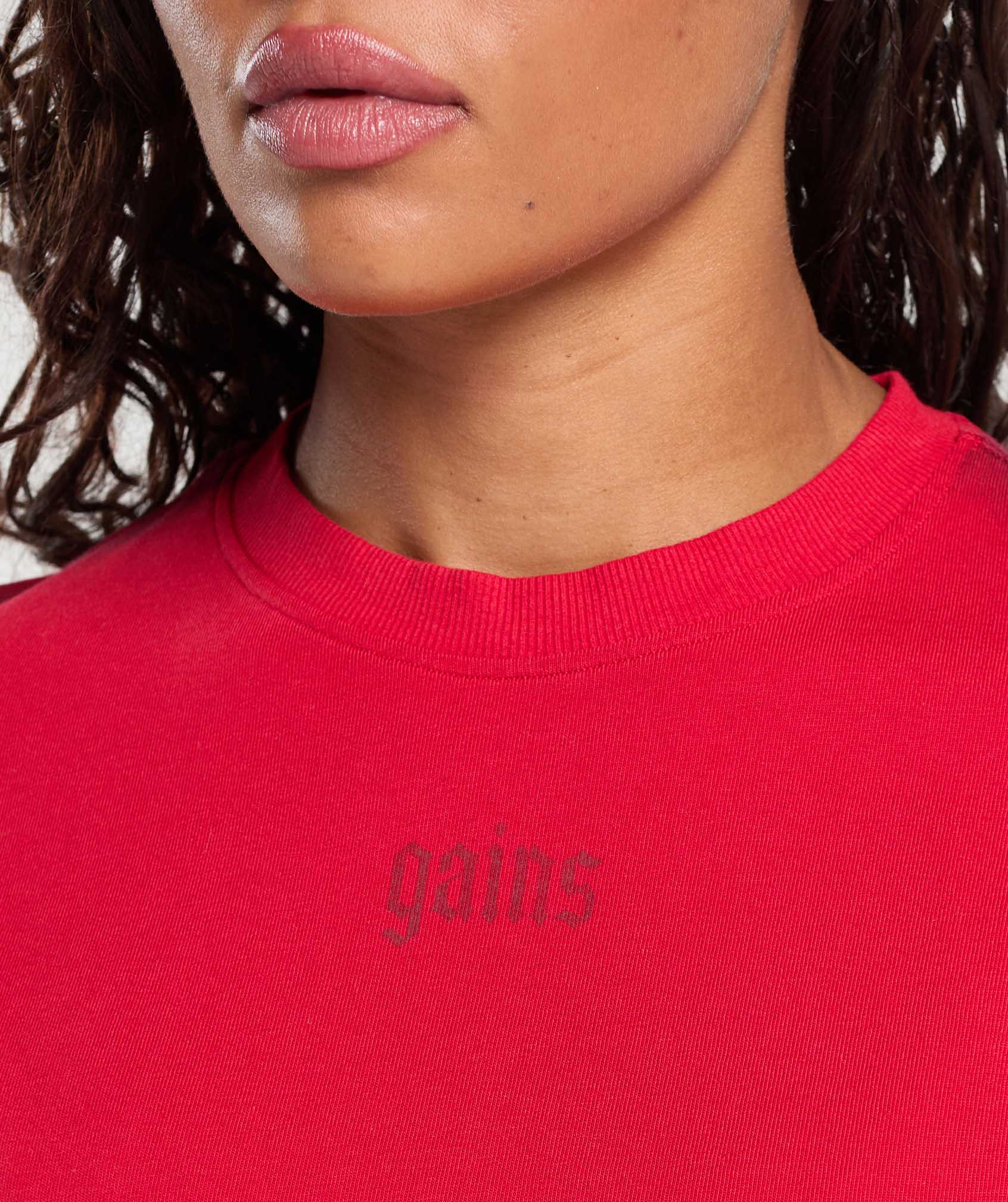 Gymshark Gains Washed Heavyweight Cotton T-Shirt - Conditioning Red/Sets Red