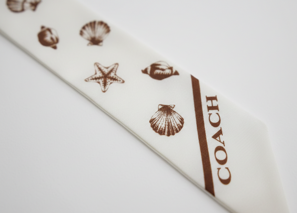 Mini Seashell Print Silk Skinny Scarf