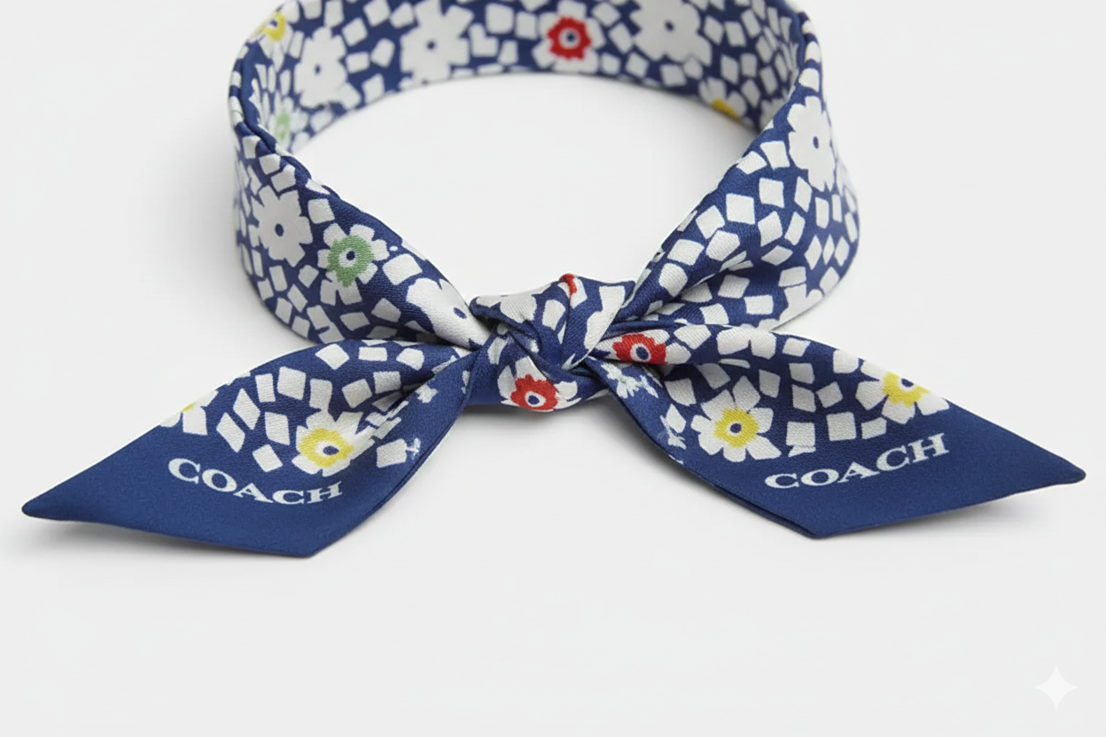 Country Club Floral Print Silk Skinny Scarf