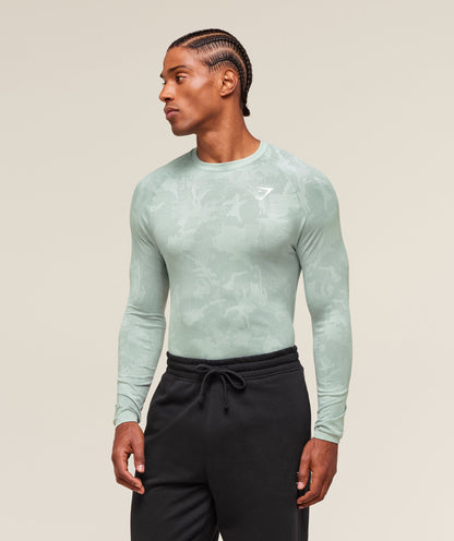 Gymshark Geo Seamless Long Sleeve T-Shirt - Morning Blue/Celeste Blue