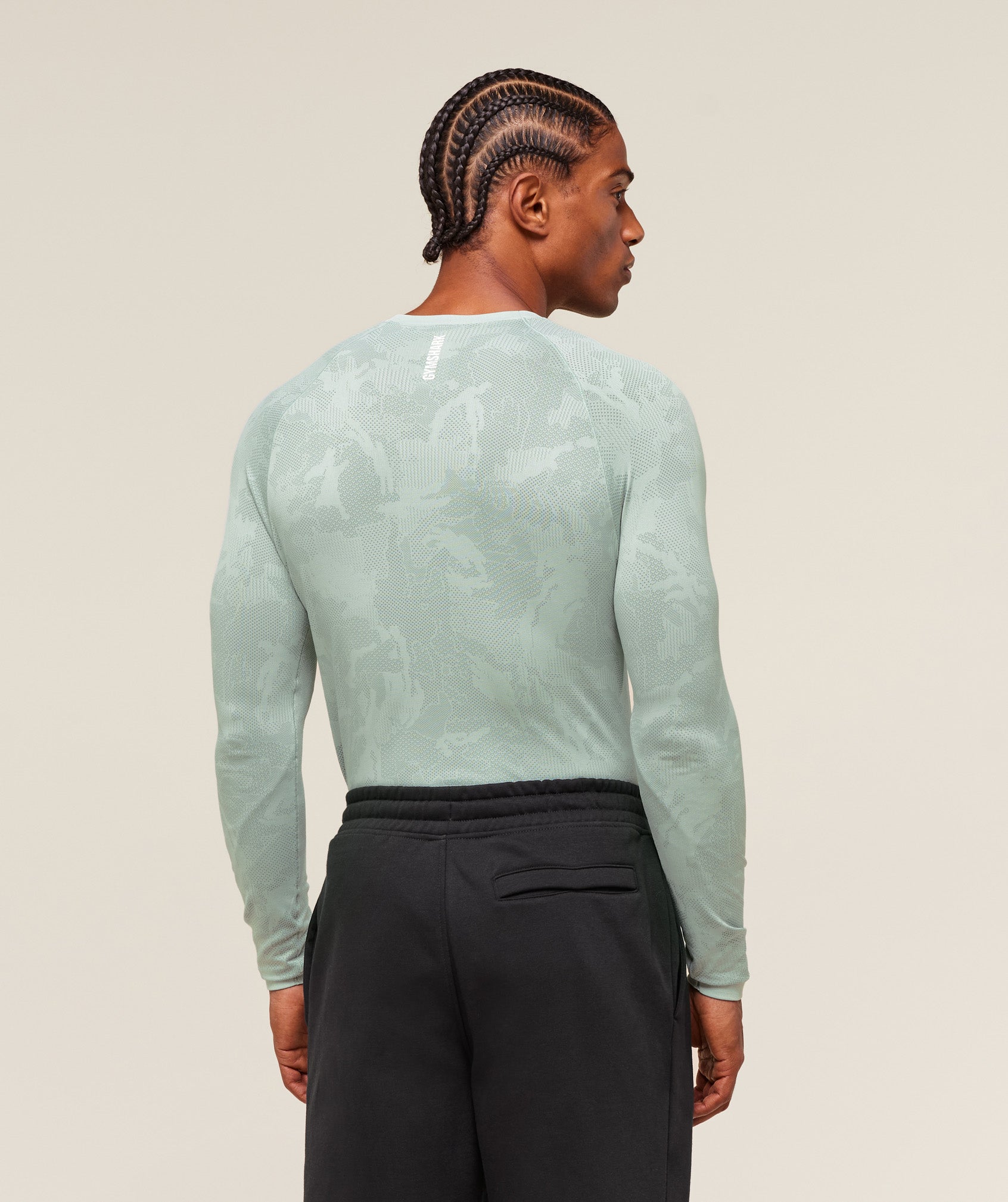 Gymshark Geo Seamless Long Sleeve T-Shirt - Morning Blue/Celeste Blue