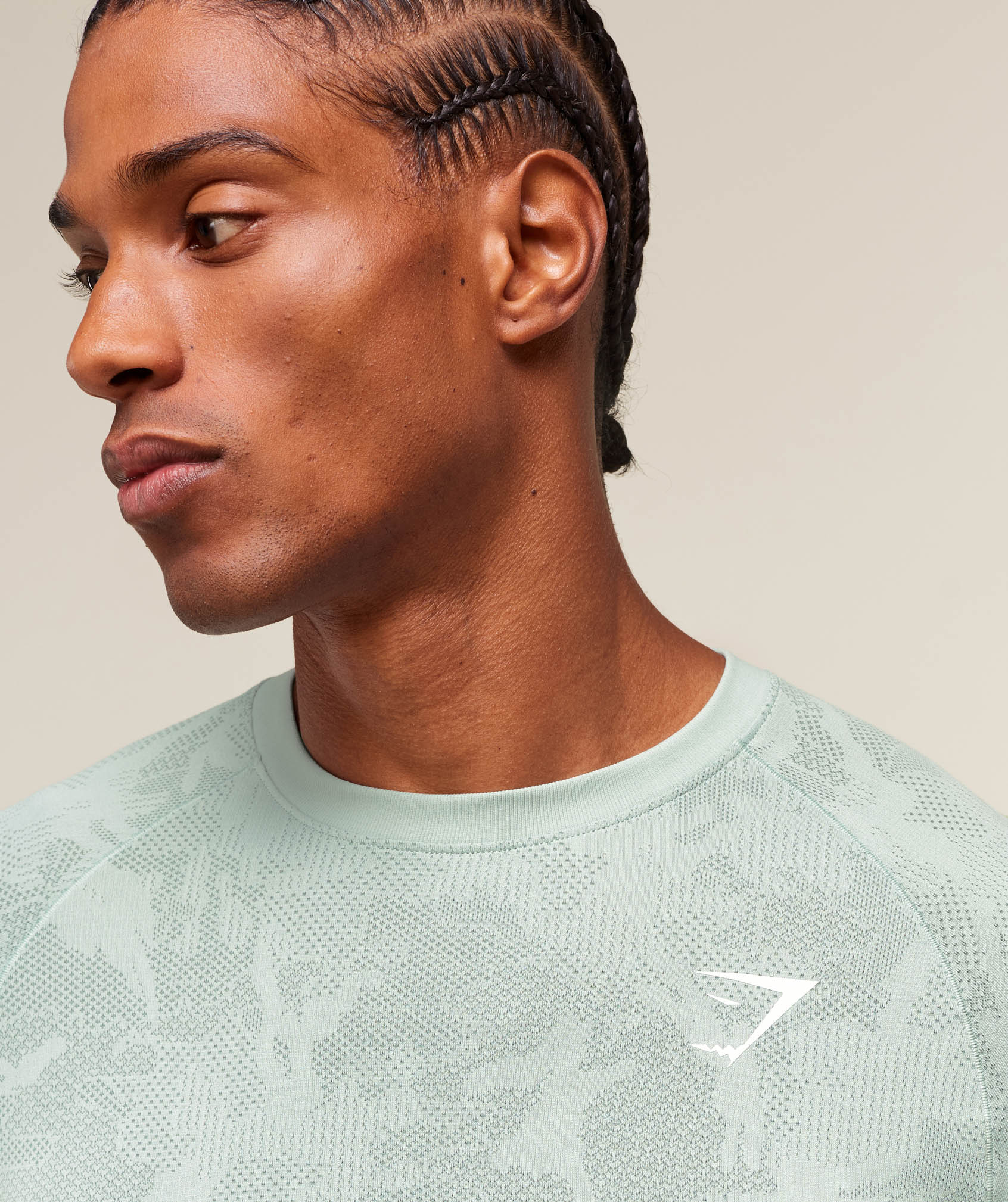 Gymshark Geo Seamless Long Sleeve T-Shirt - Morning Blue/Celeste Blue