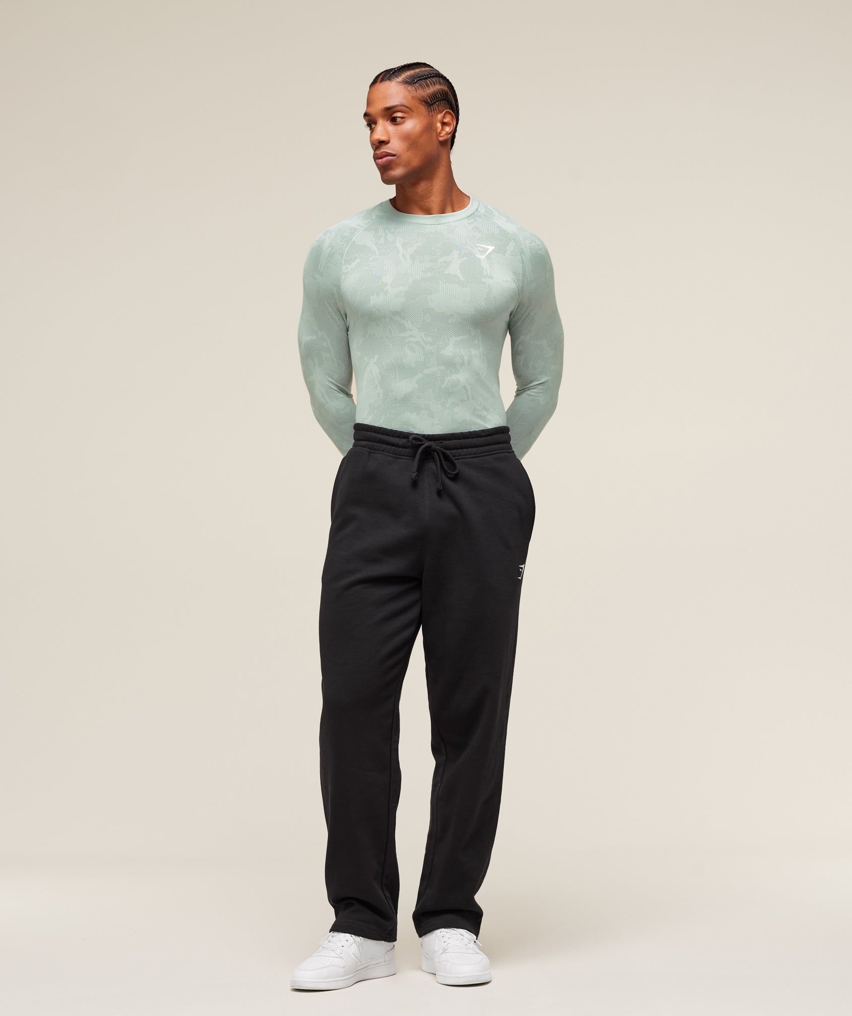 Gymshark Geo Seamless Long Sleeve T-Shirt - Morning Blue/Celeste Blue