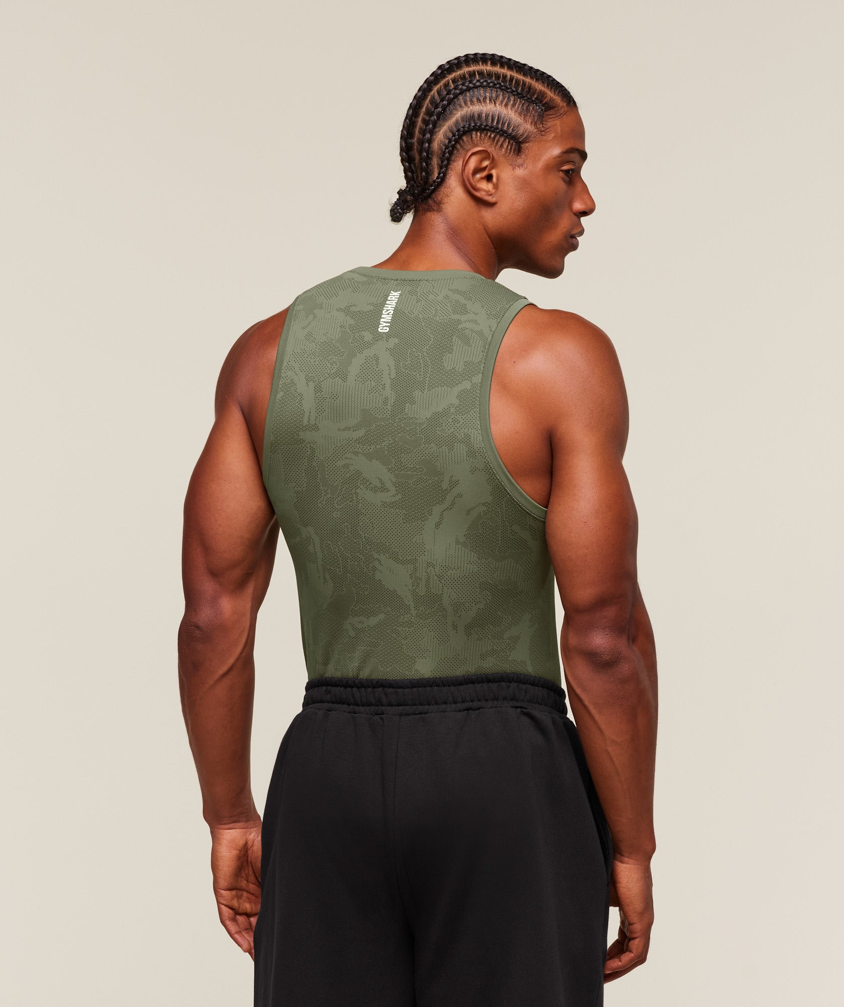 Gymshark Geo Seamless Tank - Core Olive/Deep Olive Green