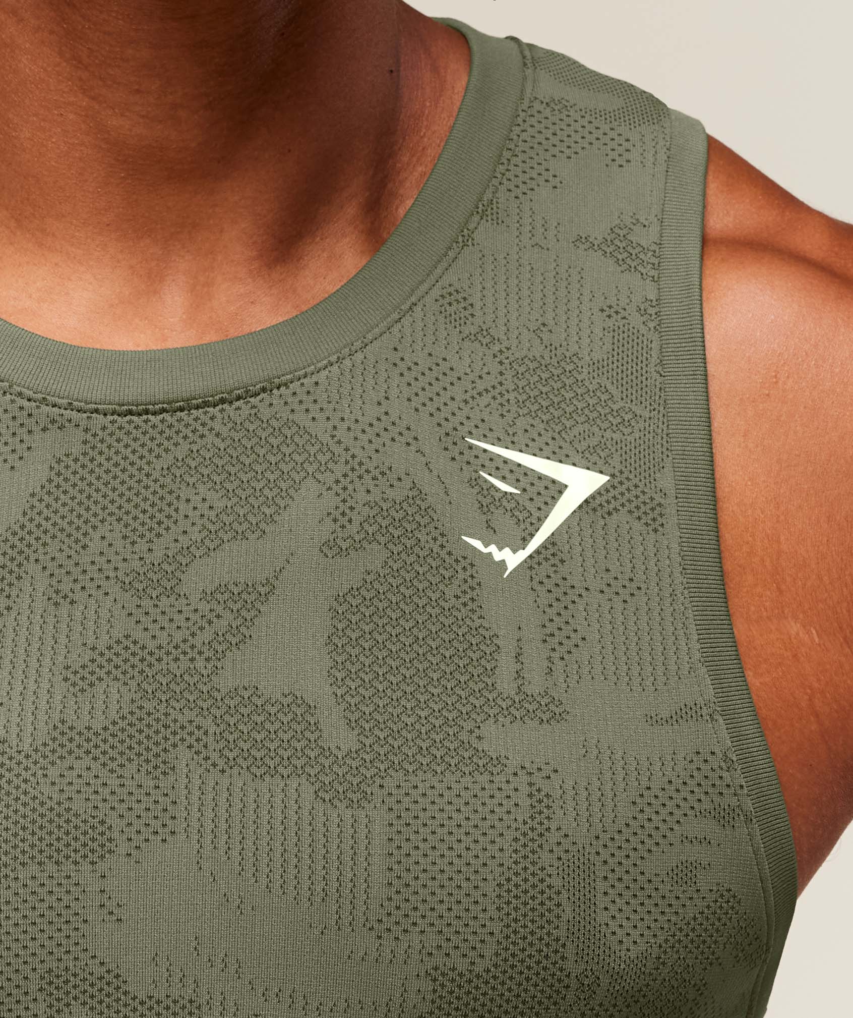 Gymshark Geo Seamless Tank - Core Olive/Deep Olive Green