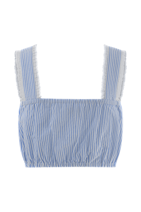 Gretel Sleeveless Crop Top - Blue Pinstripe