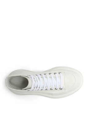 ALEXANDER MCQUEEN Tread Slick Canvas Lace-Up Boots in White