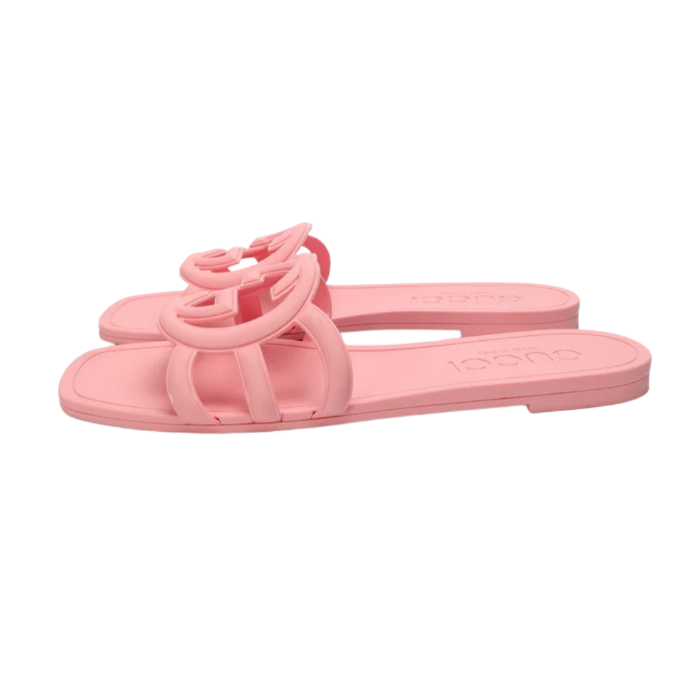Gucci Interlocking G Pink Slide Sandals