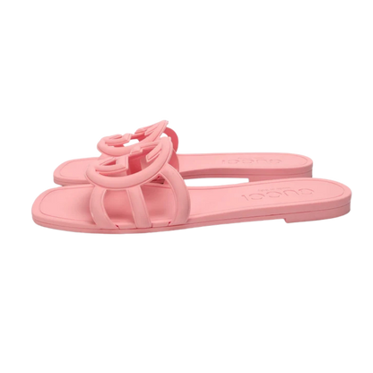 Gucci Interlocking G Pink Slide Sandals