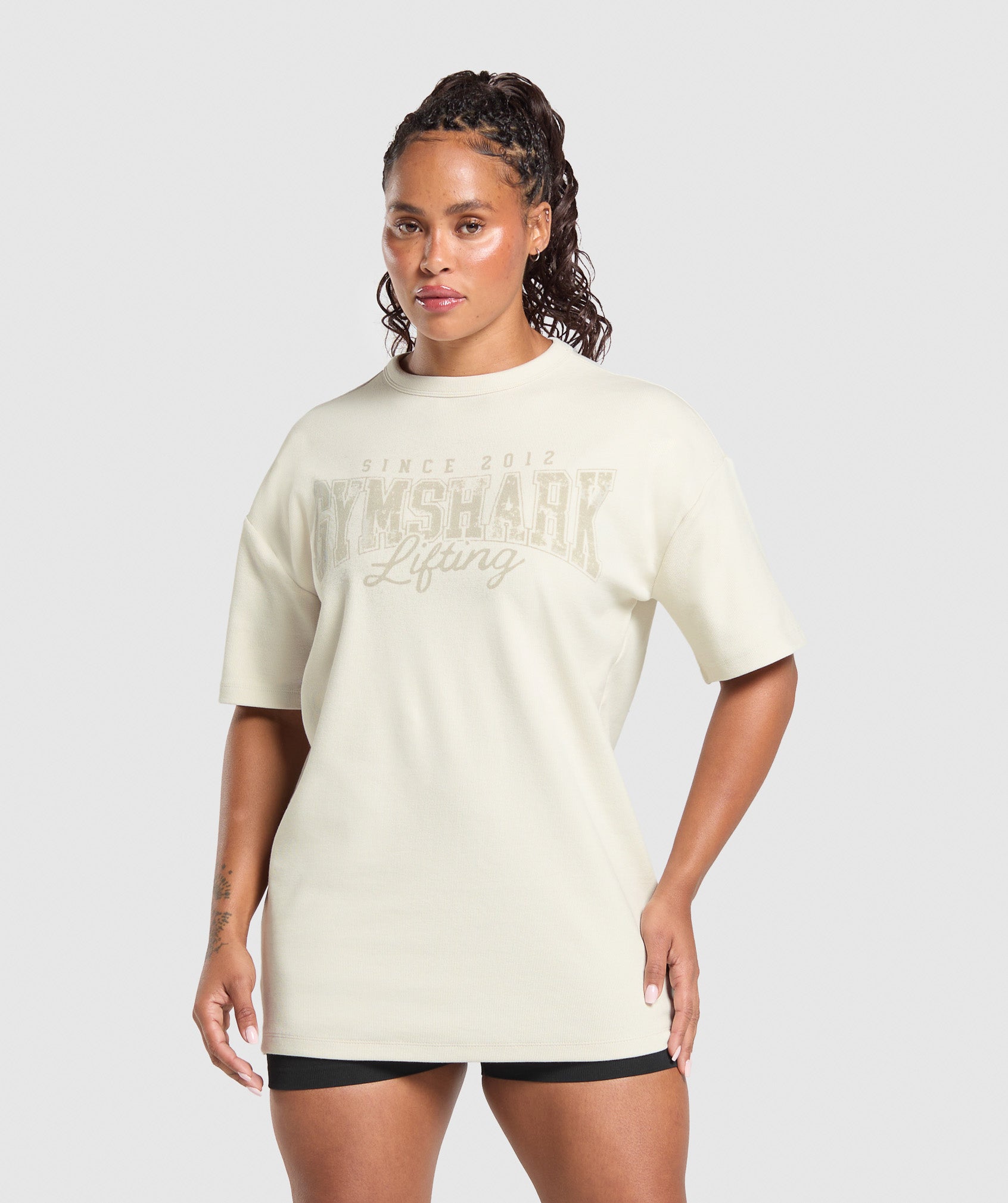 Gymshark Gymshark Lifting Oversized Pump Cover - Oat White