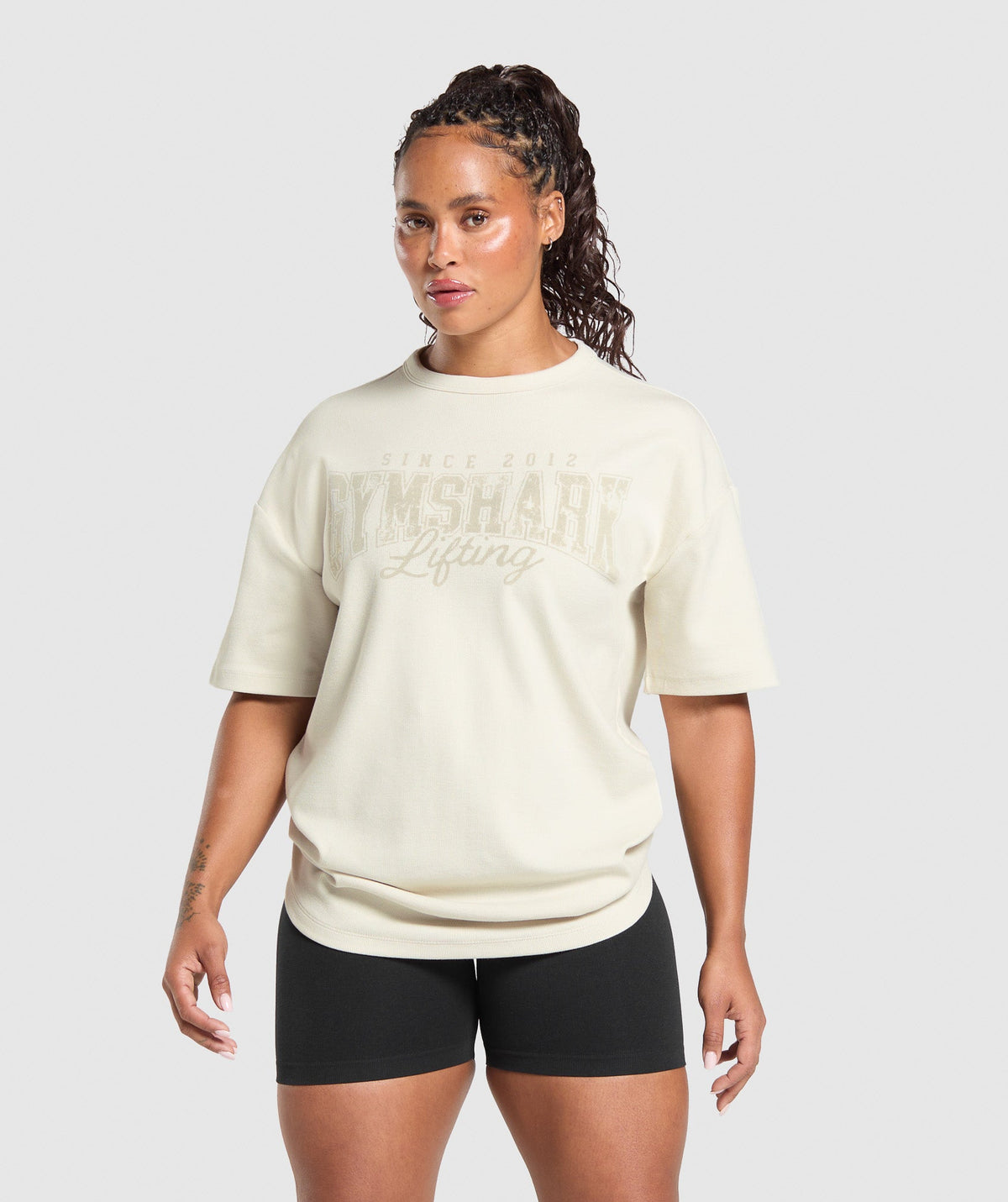 Gymshark Gymshark Lifting Oversized Pump Cover - Oat White