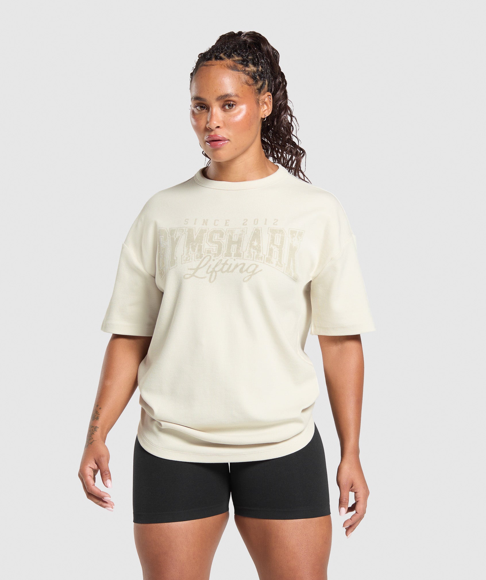 Gymshark Gymshark Lifting Oversized Pump Cover - Oat White