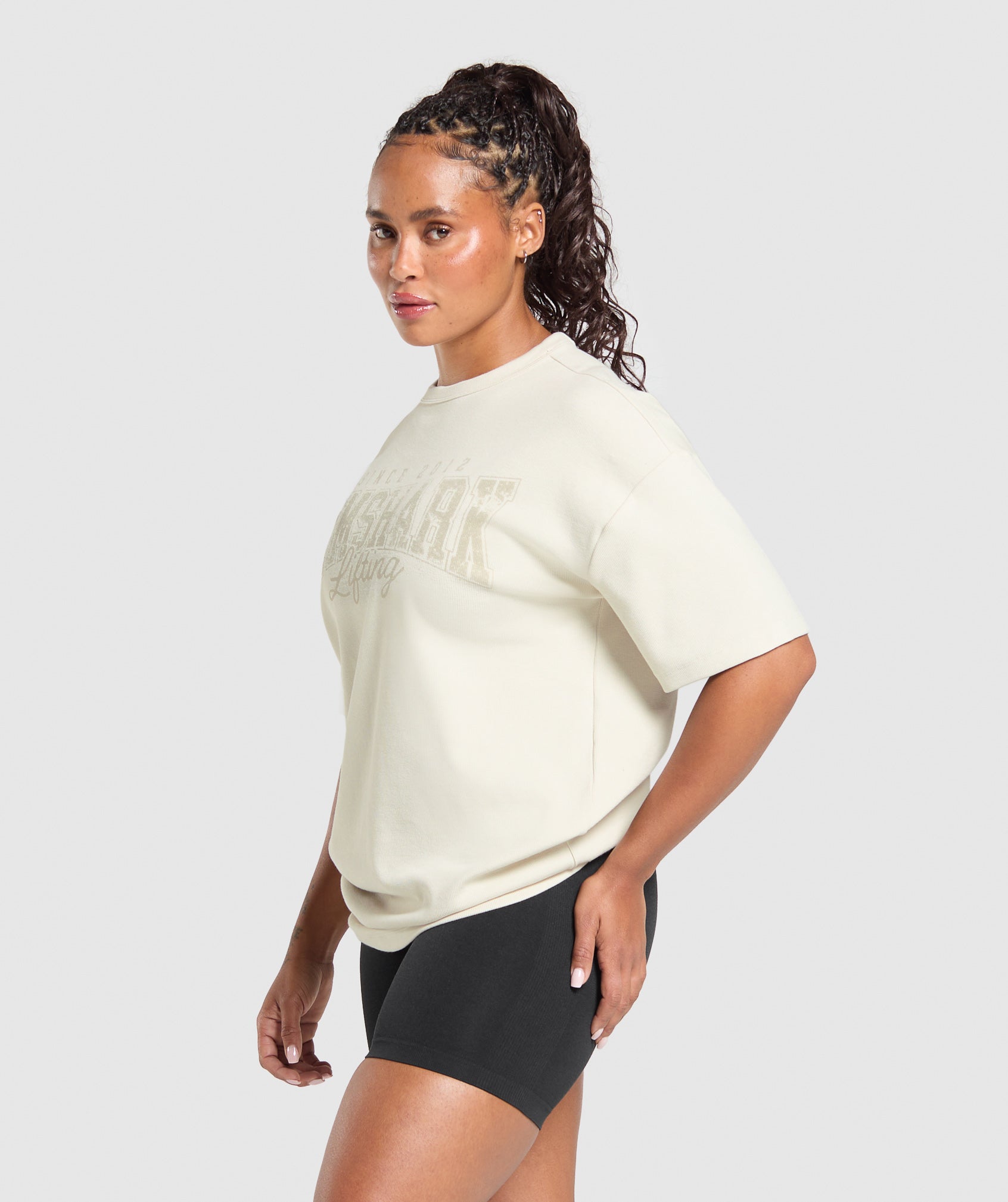 Gymshark Gymshark Lifting Oversized Pump Cover - Oat White