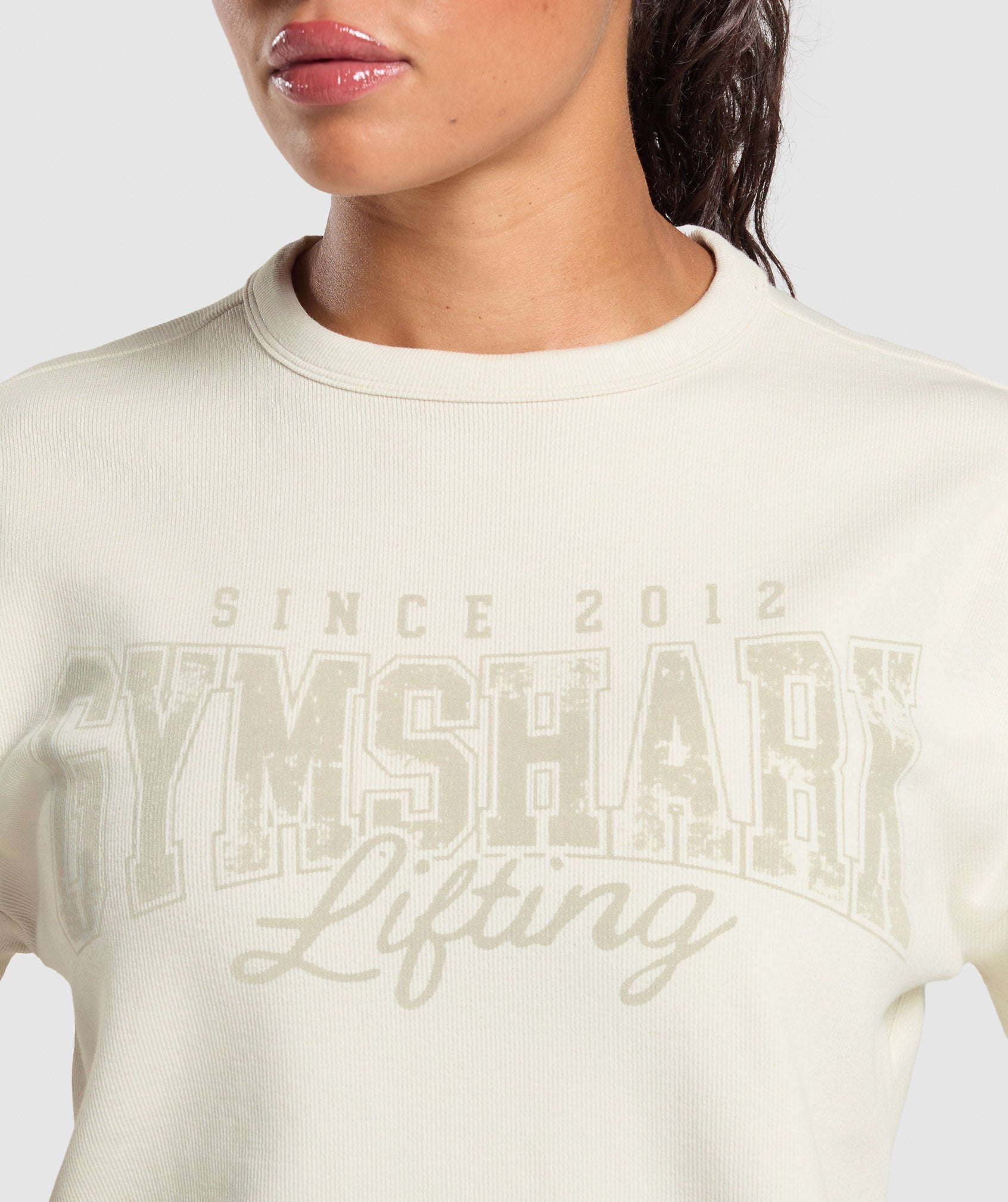 Gymshark Gymshark Lifting Oversized Pump Cover - Oat White