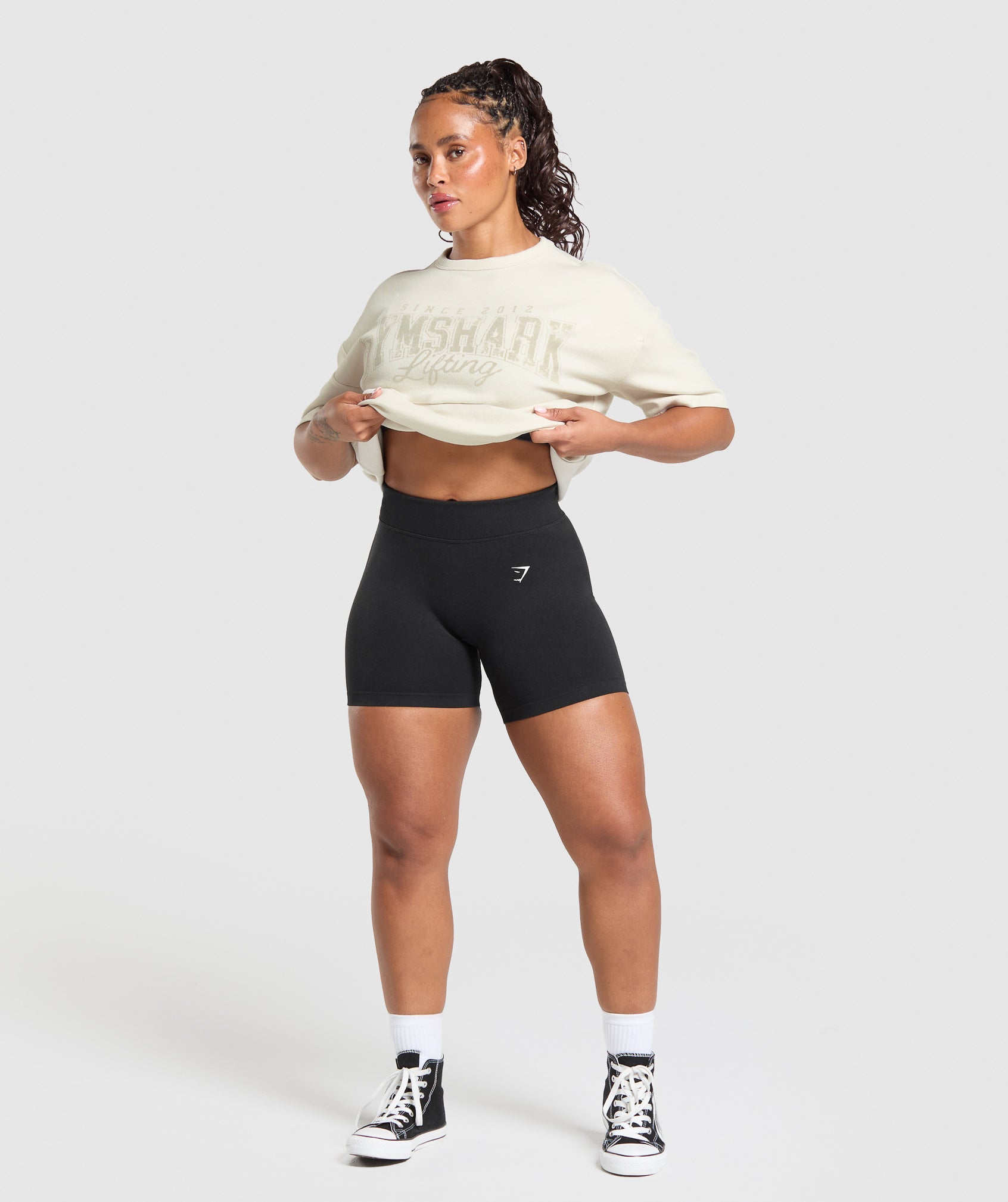 Gymshark Gymshark Lifting Oversized Pump Cover - Oat White