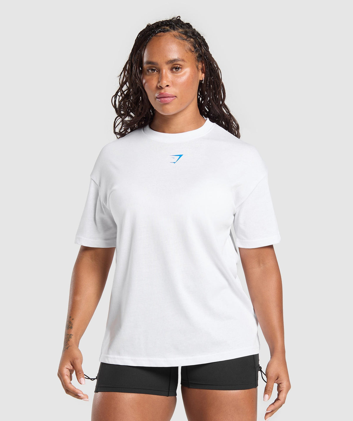 Power Oversized T-Shirt - White/Barbell Blue