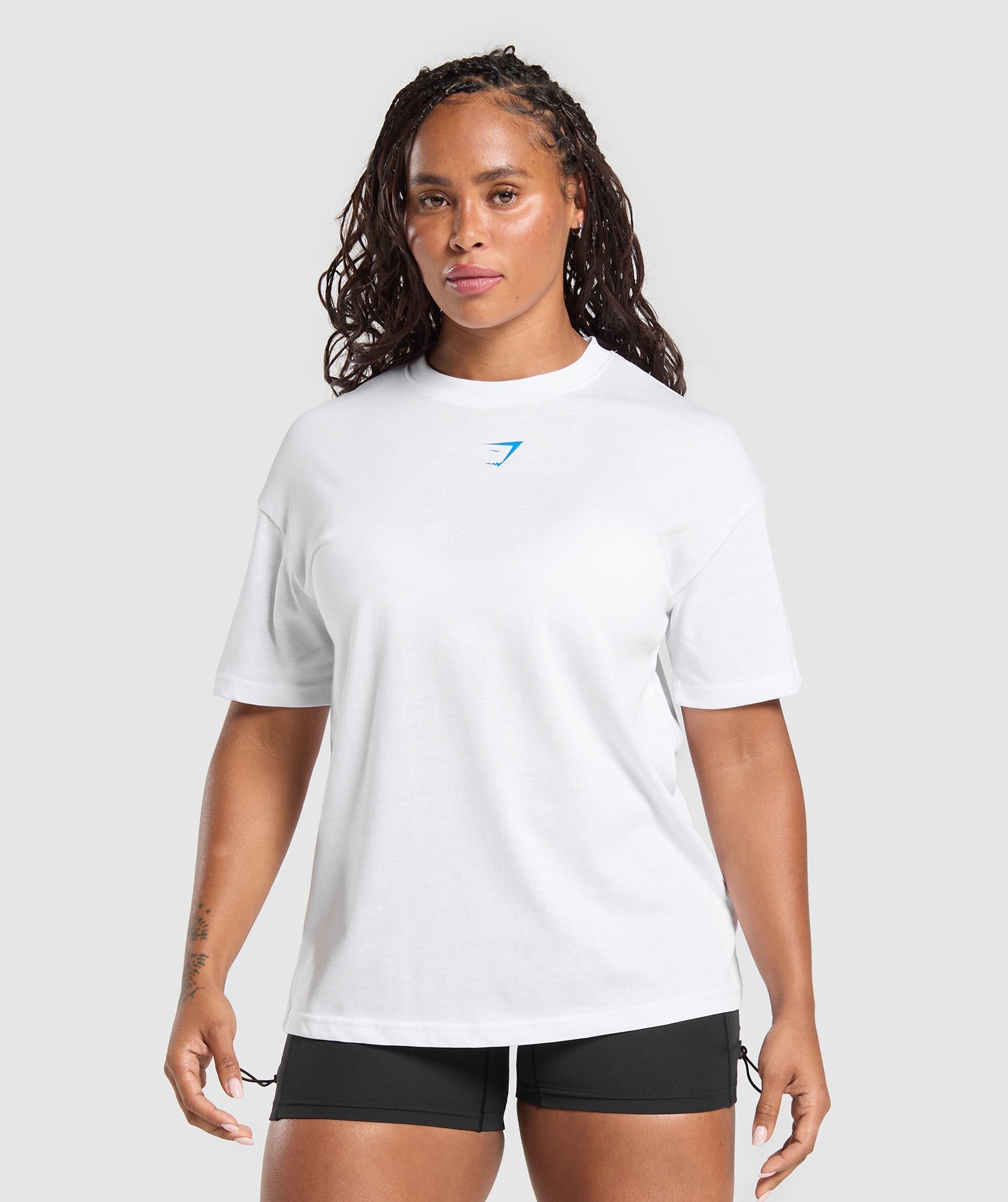 Power Oversized T-Shirt - White/Barbell Blue