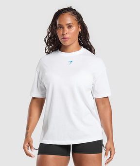 Power Oversized T-Shirt - White/Barbell Blue