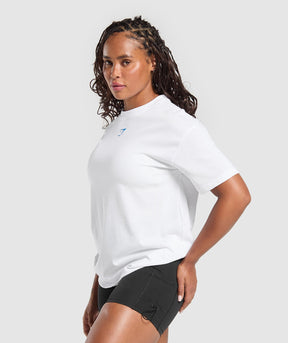 Power Oversized T-Shirt - White/Barbell Blue