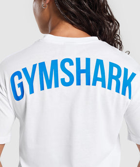 Power Oversized T-Shirt - White/Barbell Blue