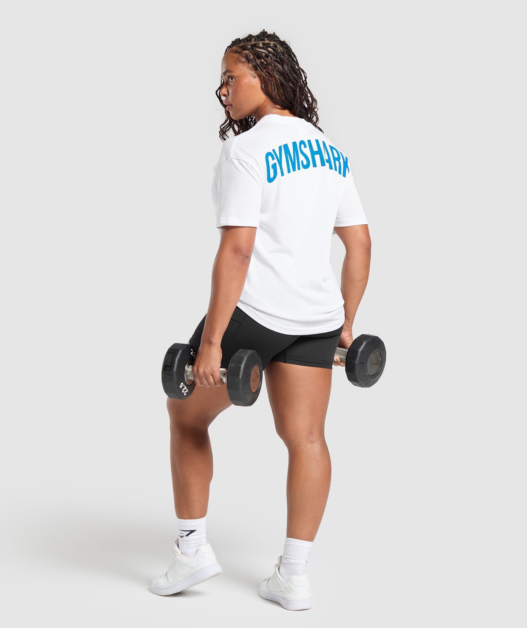 Power Oversized T-Shirt - White/Barbell Blue