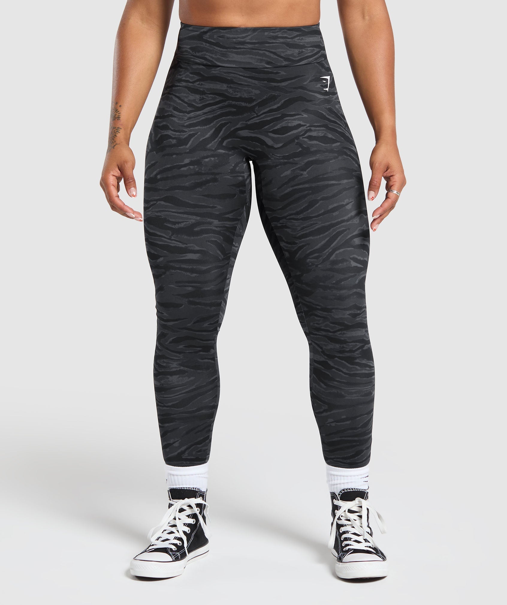 Power Leggings - Asphalt Grey Print