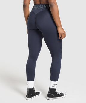 Gymshark Gymshark Wordmark Graphic Leggings - Heavy Blue