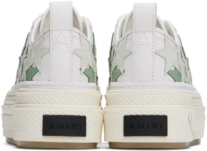AMIRI White & Green Platform Stars Court Low Sneakers