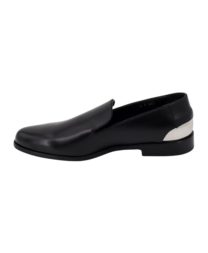 Black Flat Shoes with Metal Logo Detail