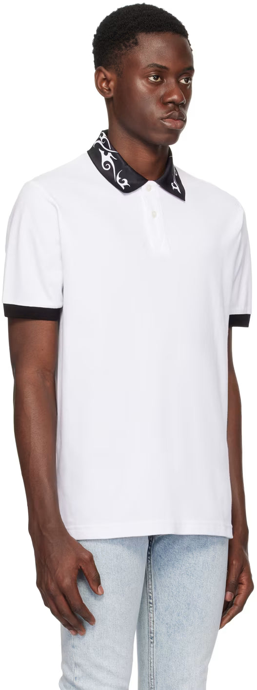 White Printed Polo
