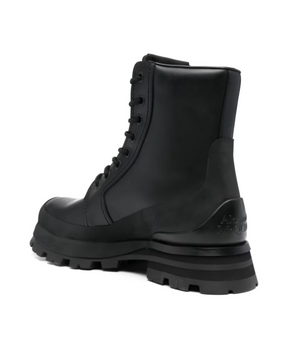 Black Lace-up Boots with Flared Rubber Sole