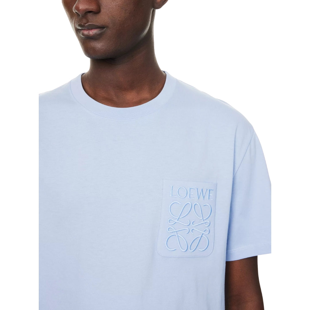 Loewe Embroidered Tonal Pocket Light Blue T-Shirt