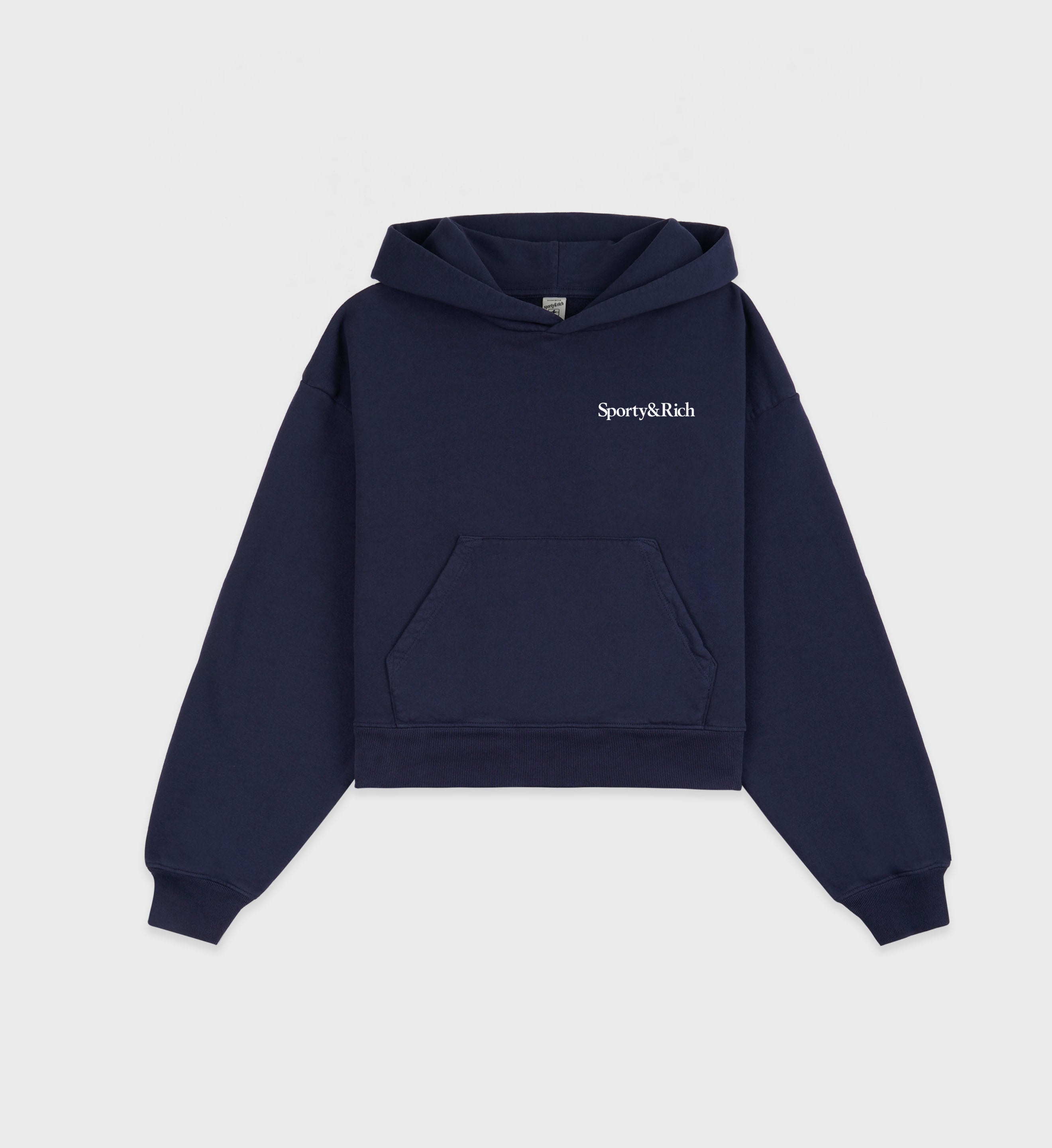 Health is Wealth Cropped Hoodie - Navy/White/Fire Red