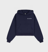 Health is Wealth Cropped Hoodie - Navy/White/Fire Red