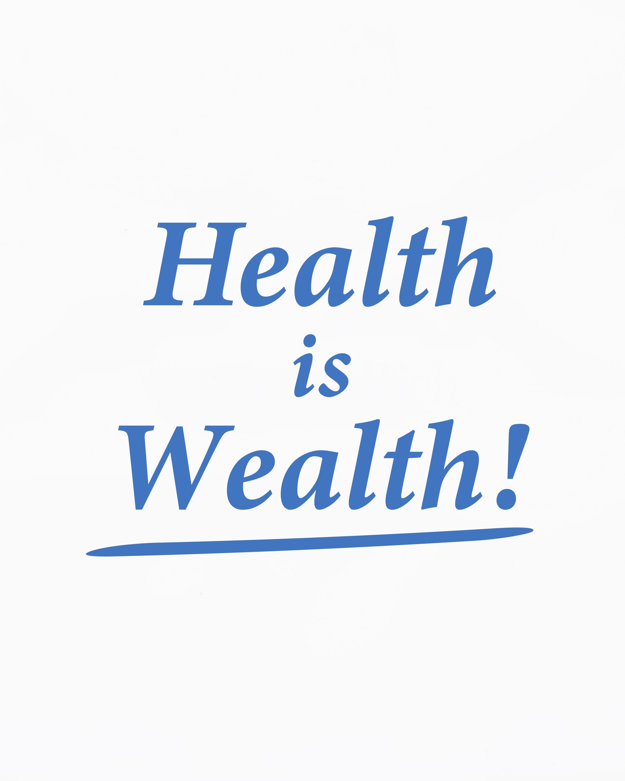 Health is Wealth T-Shirt - White/Azure