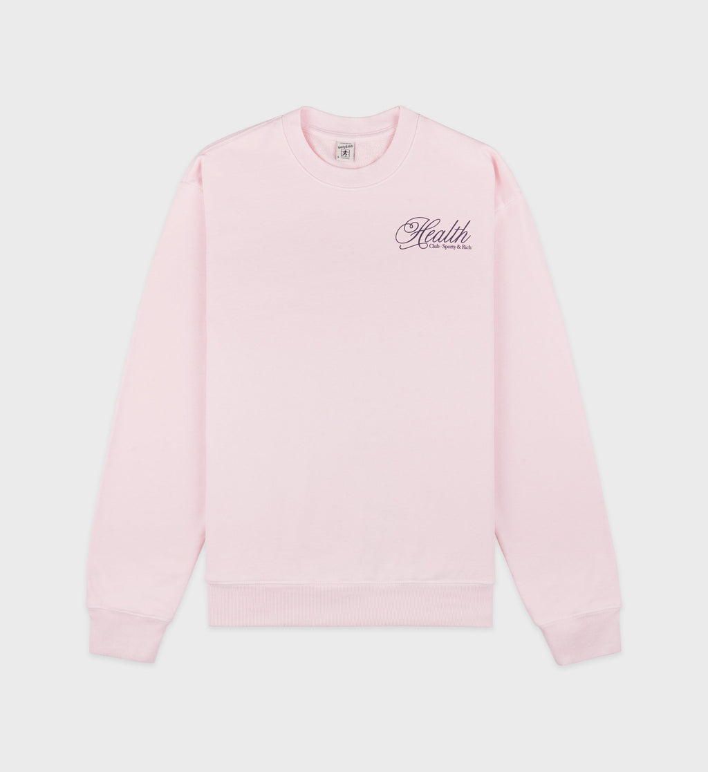 Health Script Crewneck - Pink Dolphin/Navy