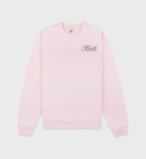 Health Script Crewneck - Pink Dolphin/Navy
