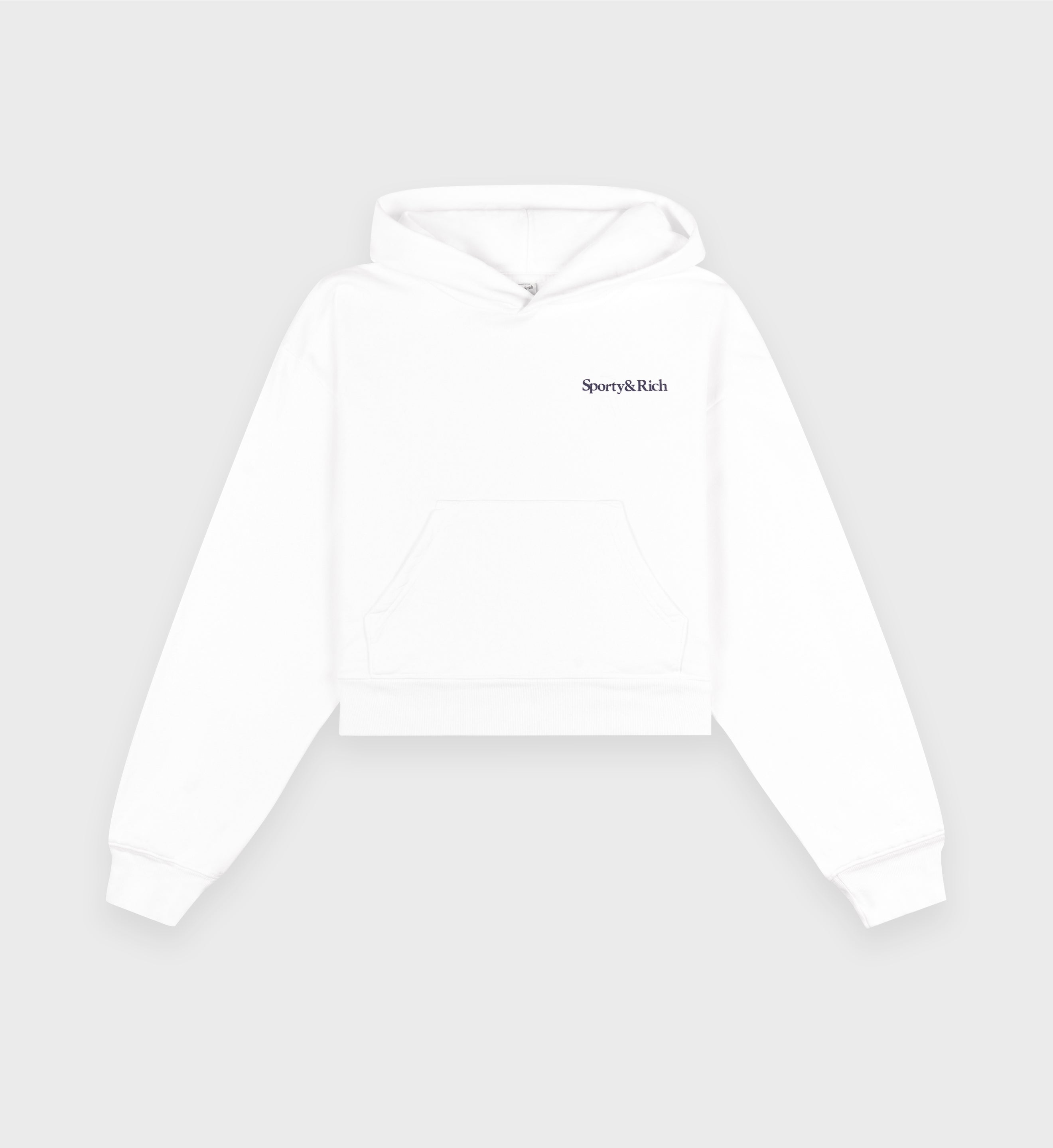 Health Is Wealth Soft Cropped Hoodie - White/Navy