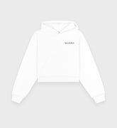 Health Is Wealth Soft Cropped Hoodie - White/Navy