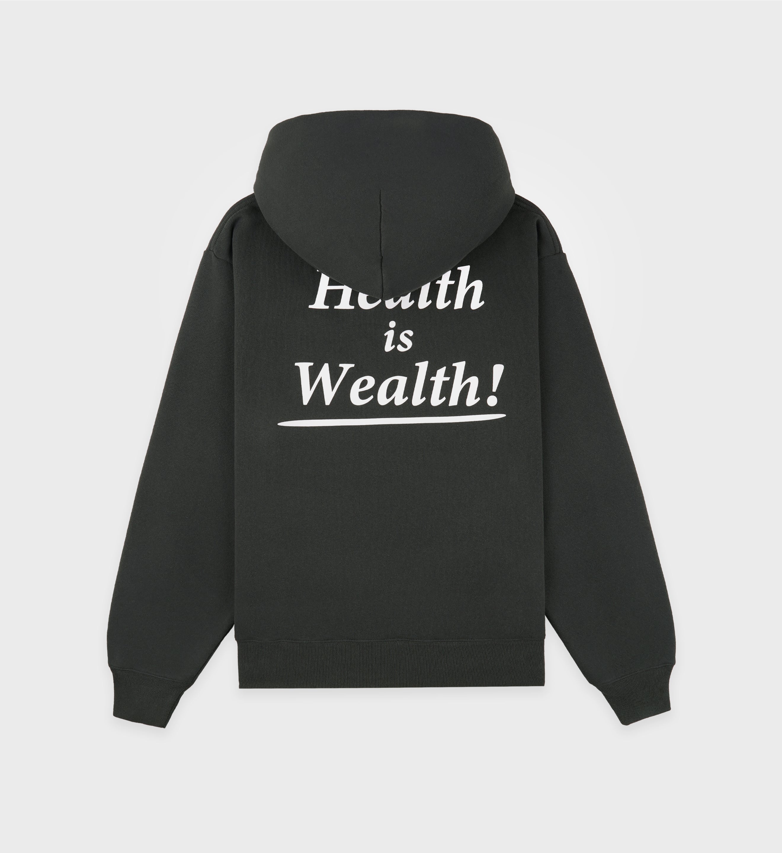 Health Is Wealth Soft Hoodie - Faded Black/White