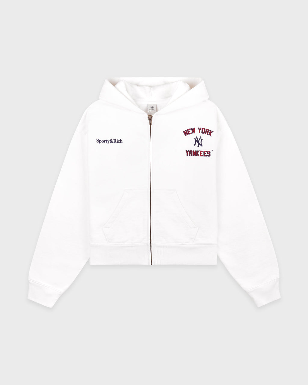 Homerun Cropped Zip Hoodie - White