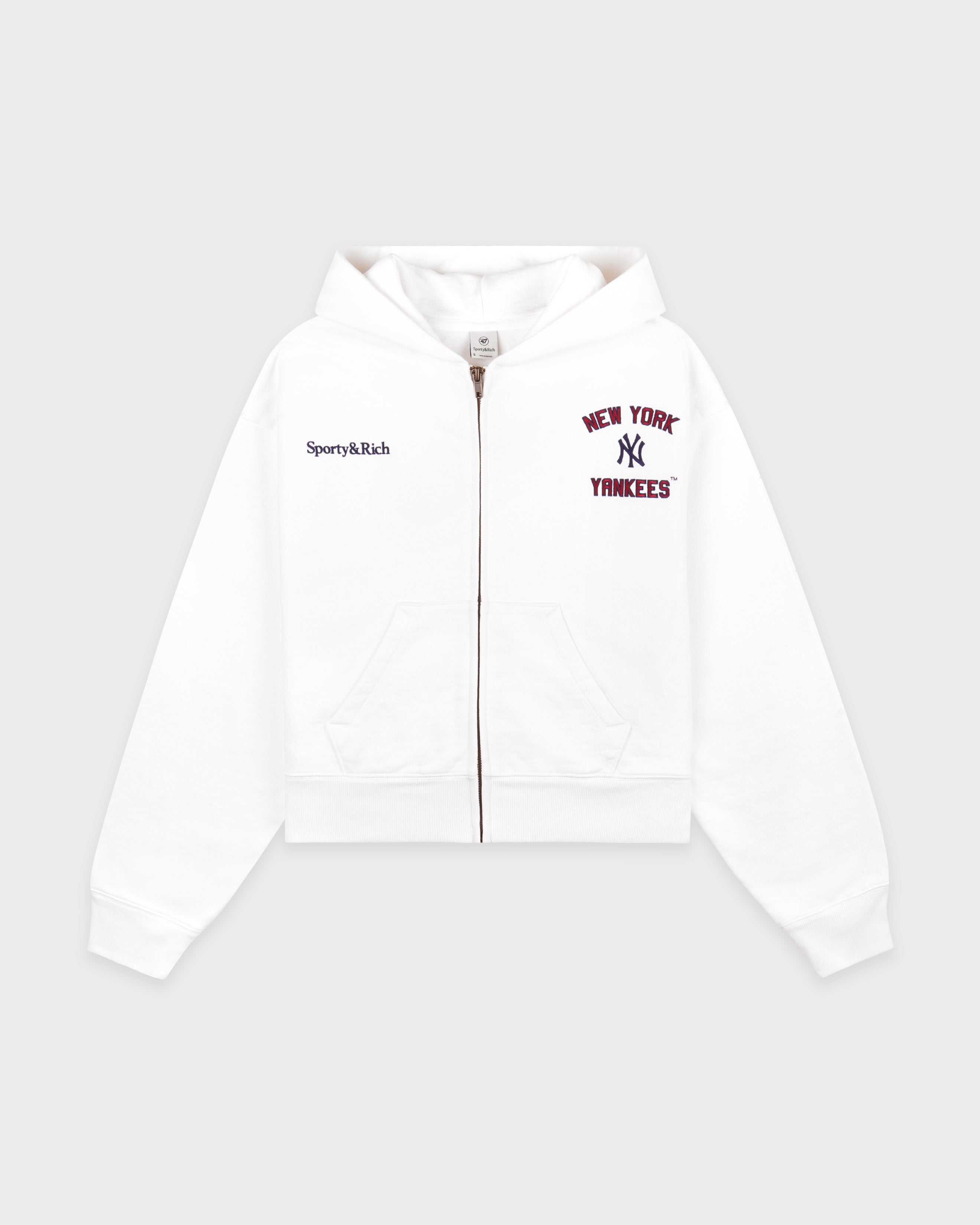 Homerun Cropped Zip Hoodie - White