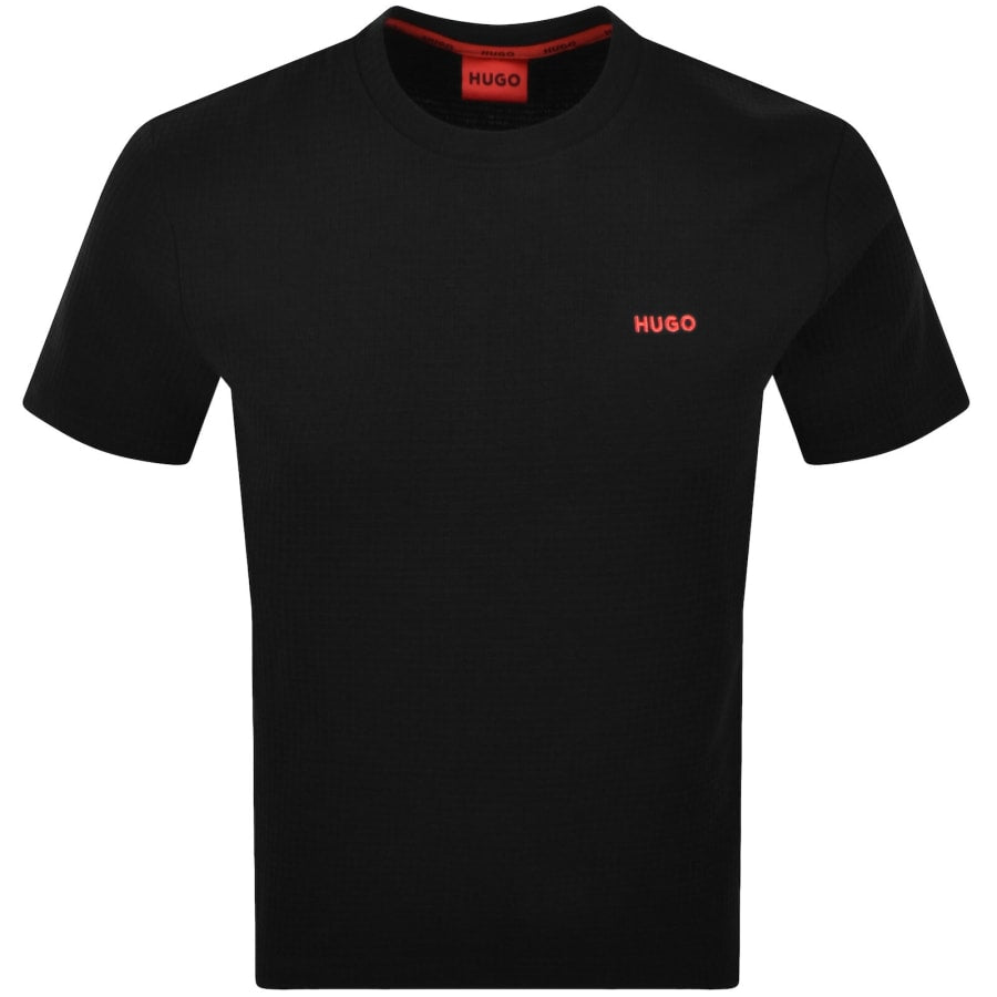 HUGO Austin Waffle T Shirt Black