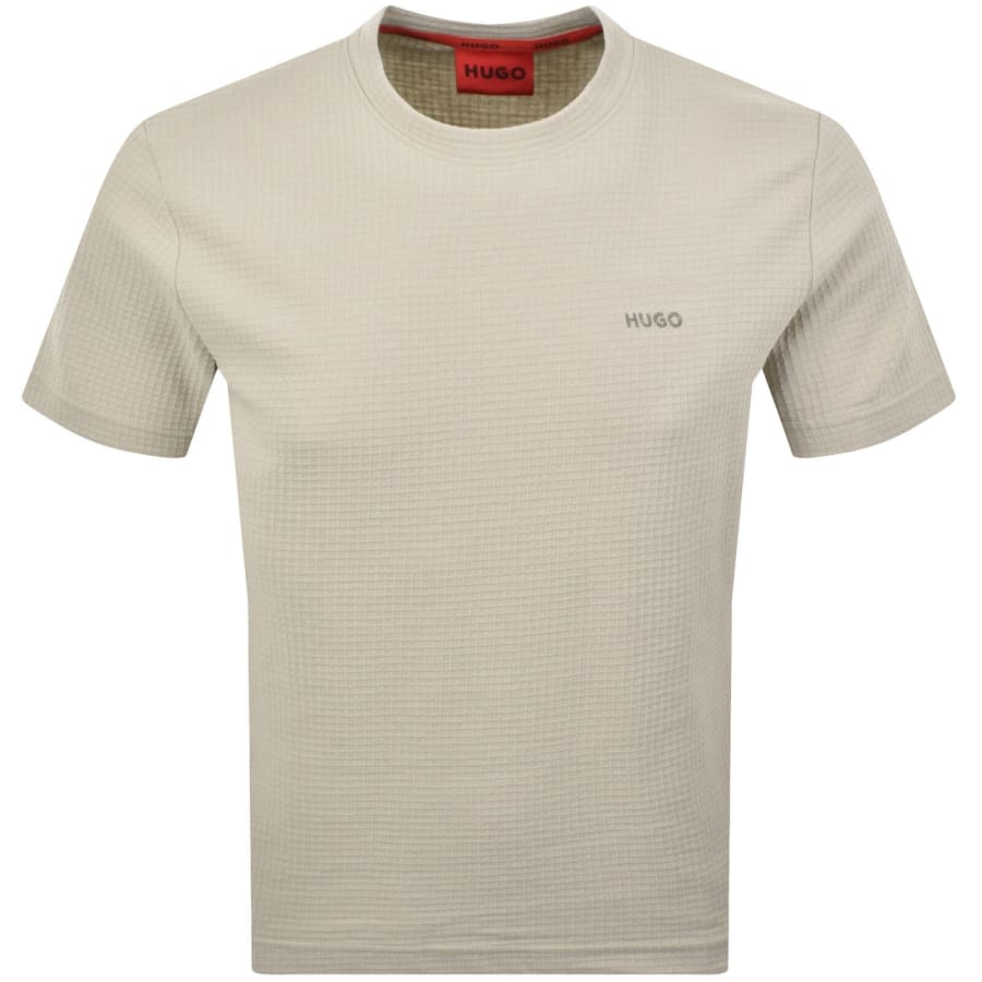 HUGO Austin Waffle T Shirt Cream