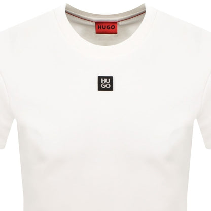 HUGO Dalile Stacked Logo T Shirt Natural White