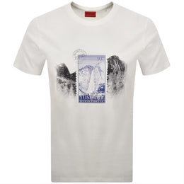 HUGO Divalis Crew Neck T Shirt Off White