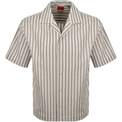 HUGO Espino Striped Shirt Light Brown