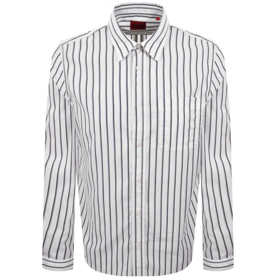 HUGO Long Sleeved Erillo Shirt White