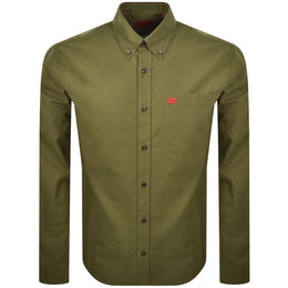 HUGO Long Sleeved Evito Shirt Green